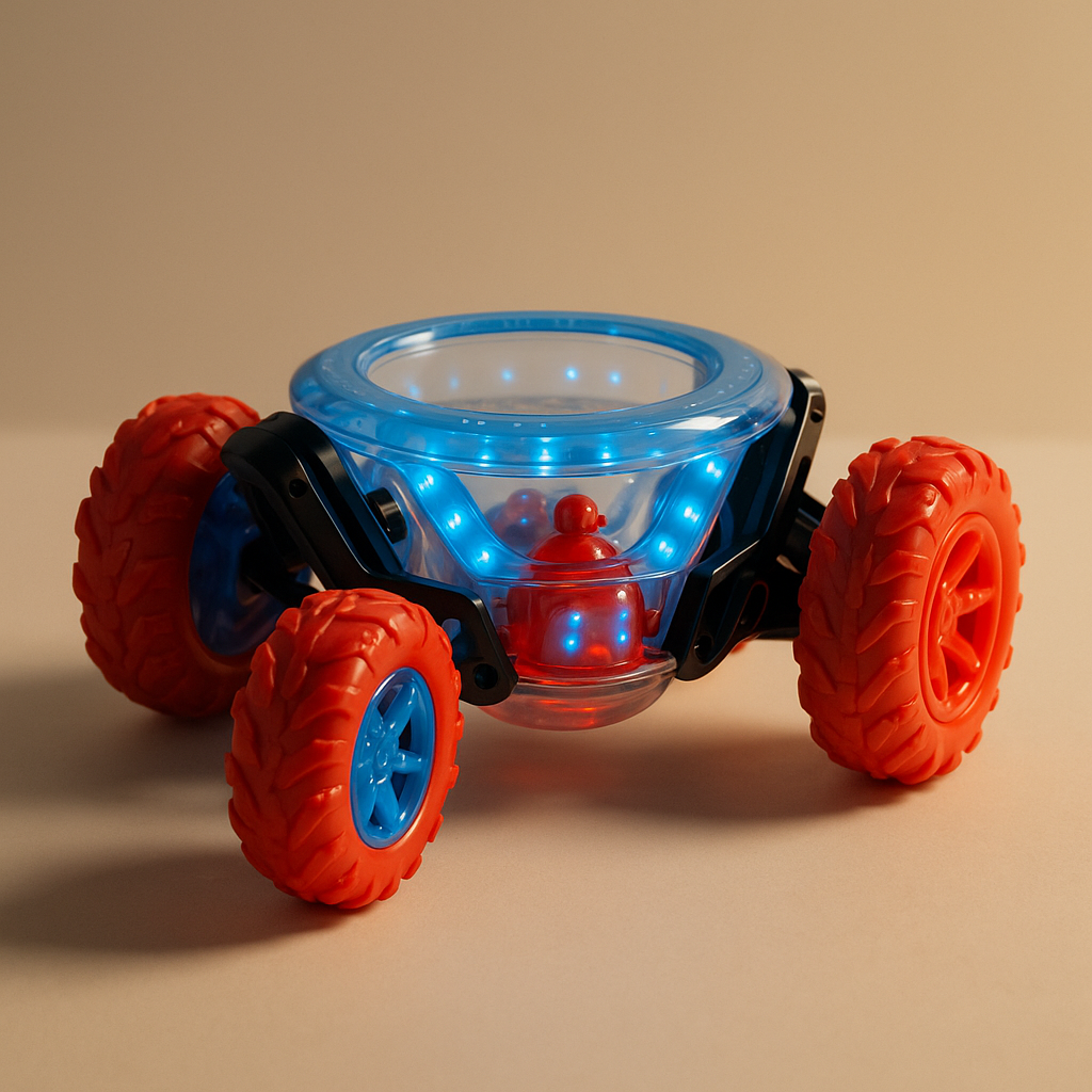 BOTTLEBOOM 360 RC Stunt Car Toddler Red Rumble Tires Lights Music Age 3+