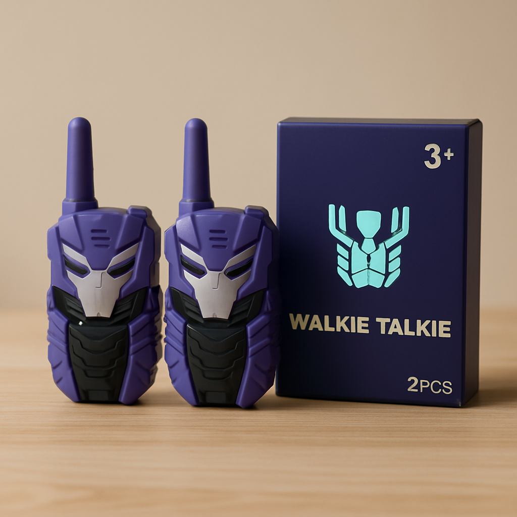 Kids Walkie Talkie 2-Pack Purple Mecha Robot Design Two-Way Radio Age 3+