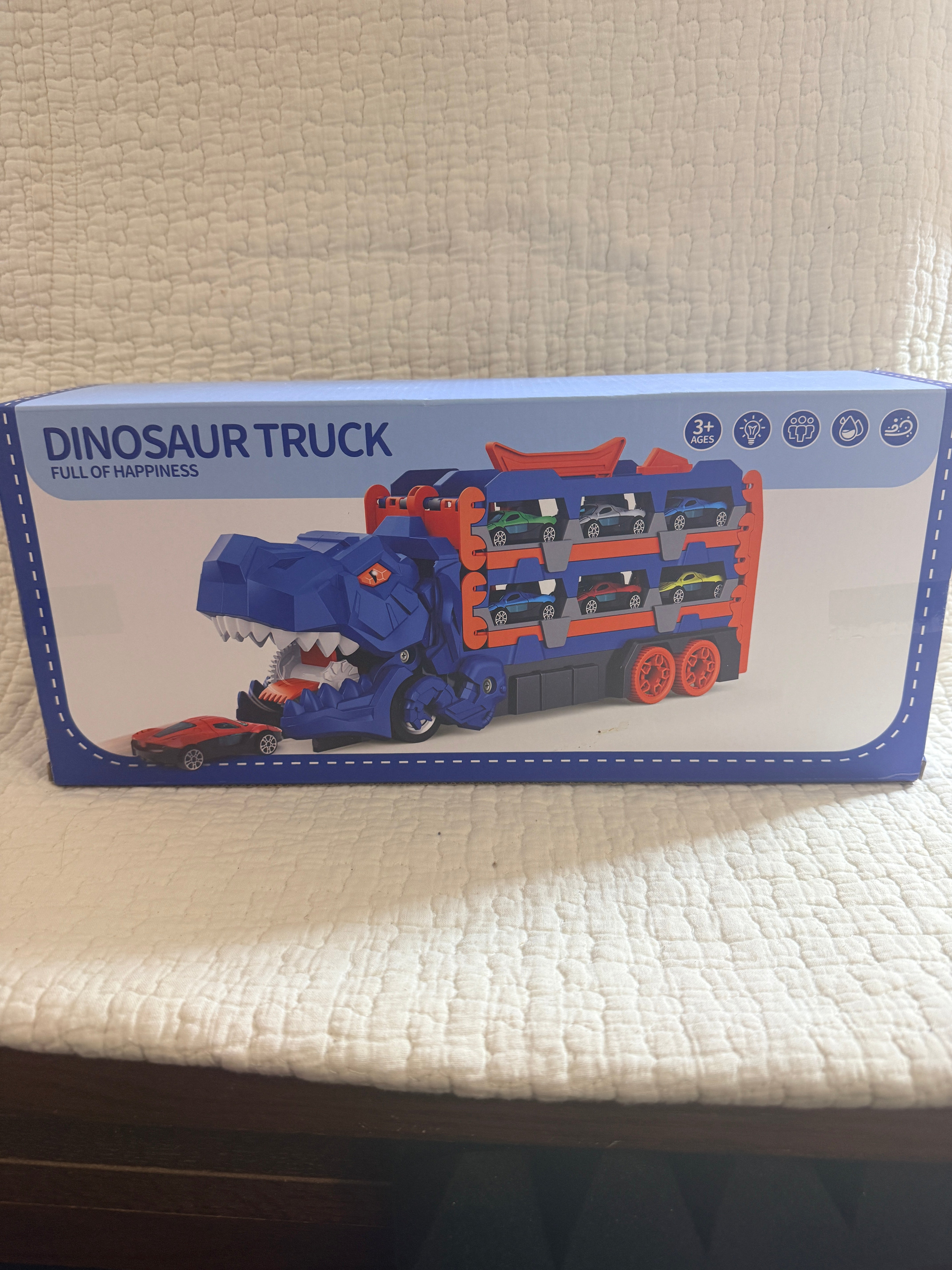Dinosaur Truck Car Carrier Toy with 6 Mini Die-Cast Cars Kids