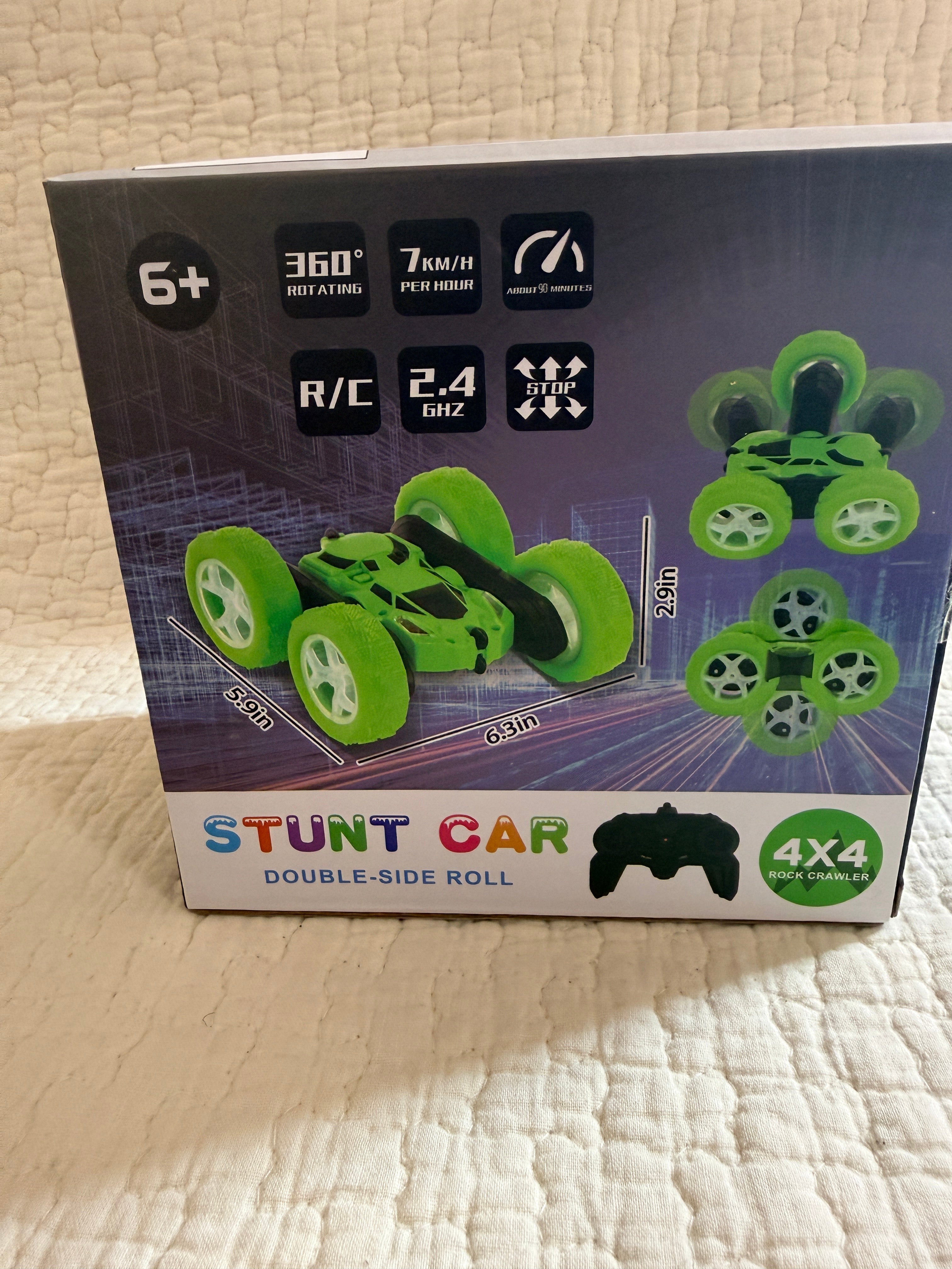 RC Stunt Car Double Side Roll 2.4GHz 360 Rotate Blue 4x4 Ages 6+