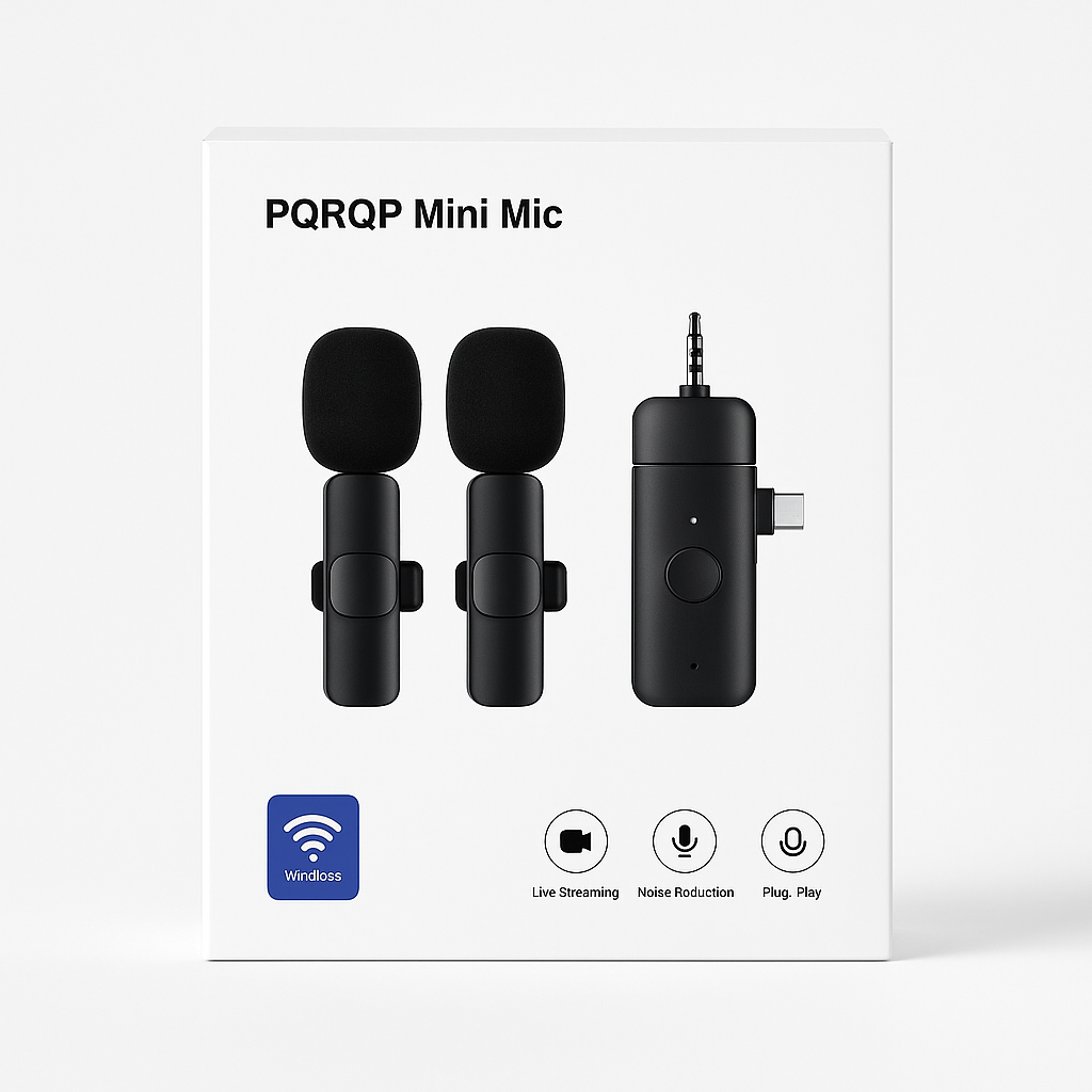 PQRQP Wireless Mini Mic 2 Pack Lavalier USB-C Lightning