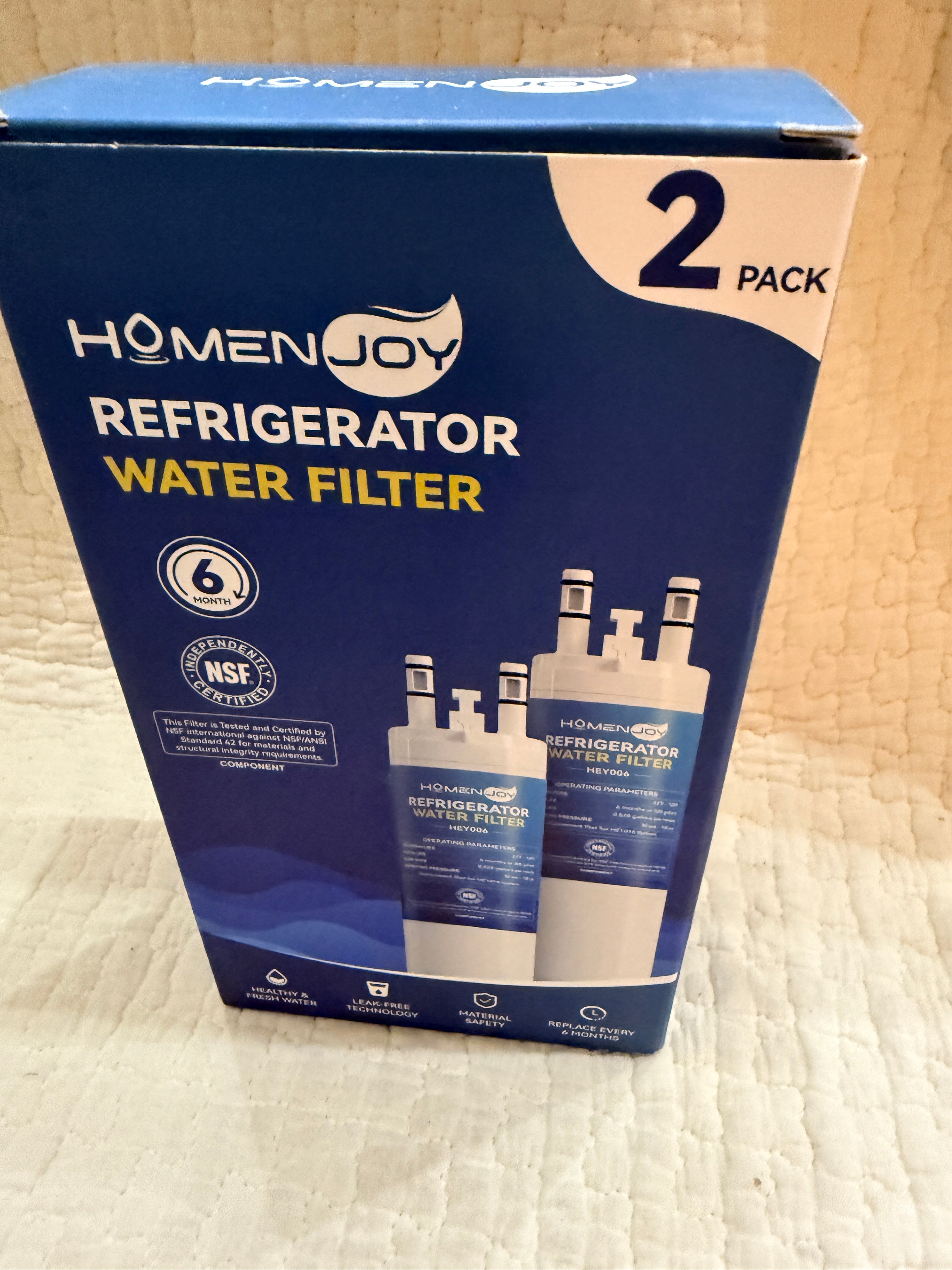 HOMENJOY Refrigerator Water Filter 2 Pack NSF HEY006