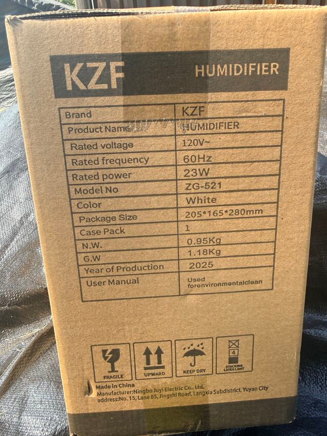 KZF Cool Mist Humidifier ZG-521 Large Tank White