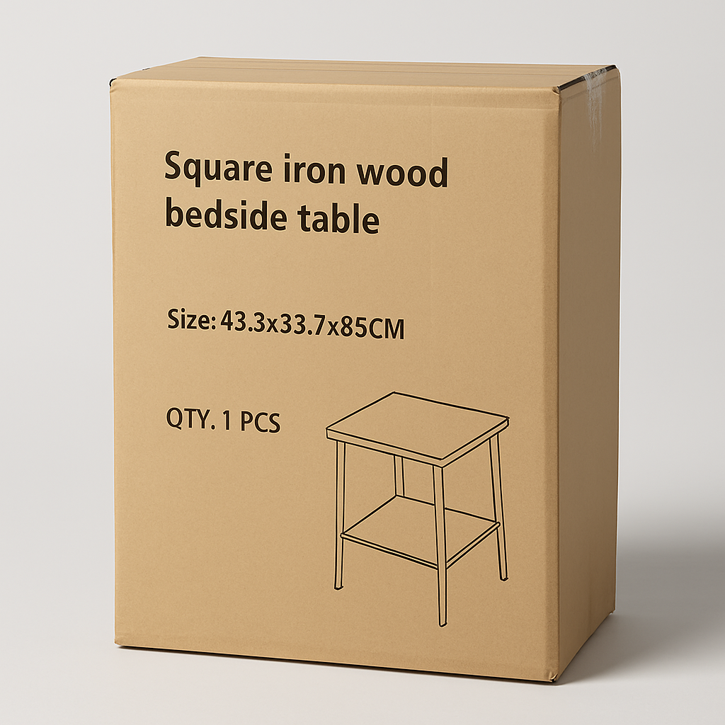 King Oasis Brown Square Iron Wood Side Table