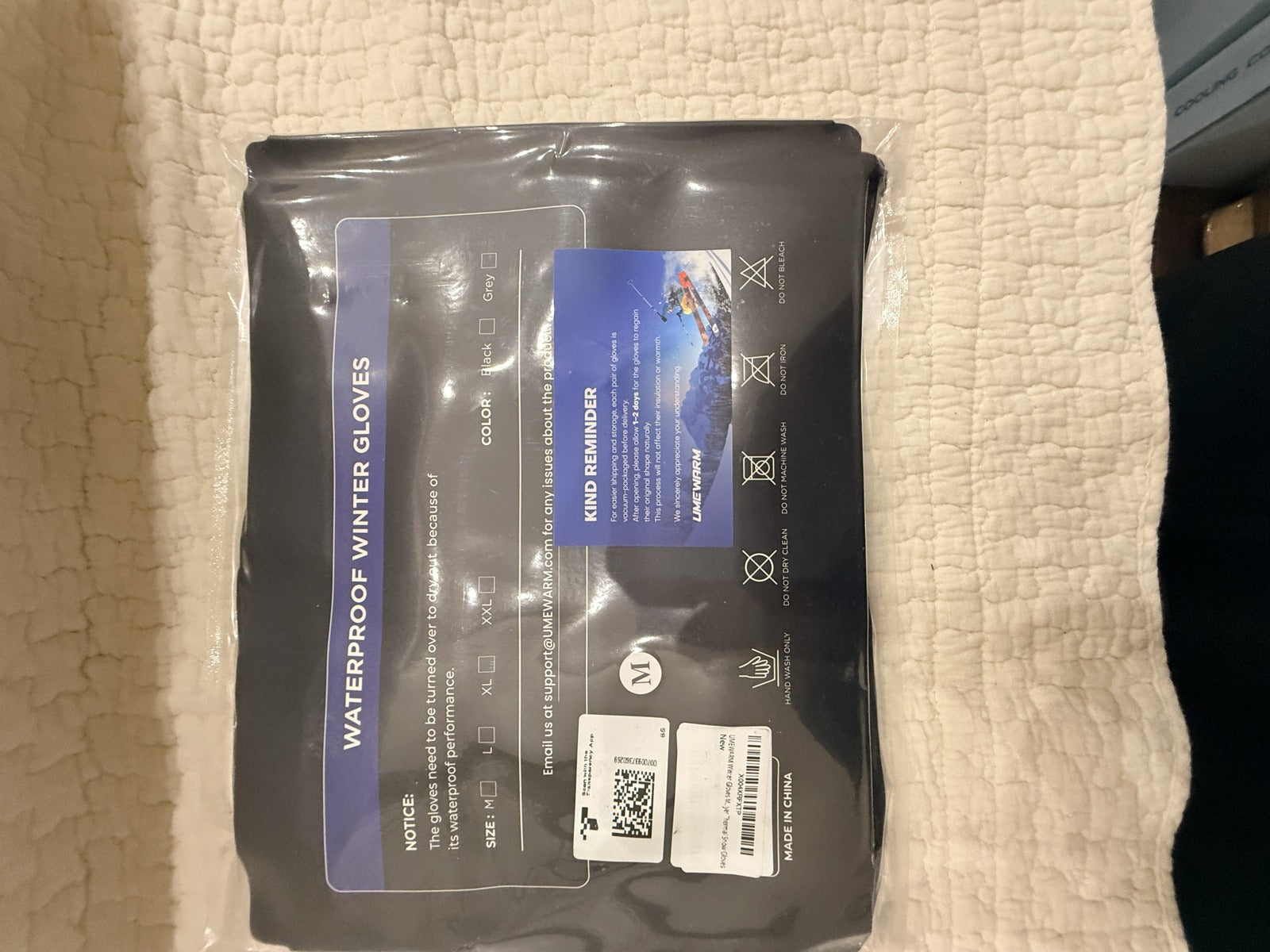 UMEWARM Waterproof Winter Gloves Size M Black