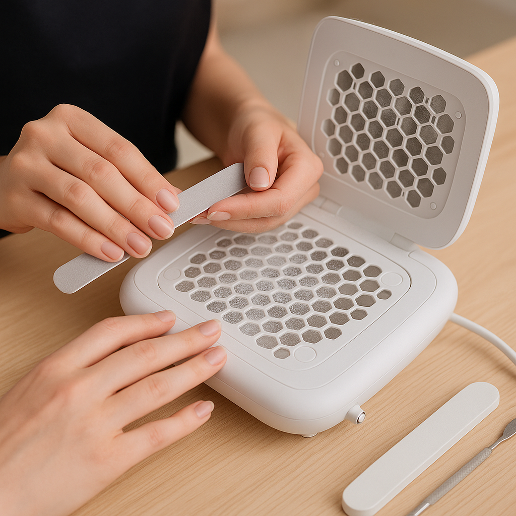 HACITECH Nail Dust Collector Foldable Dual-Tubor