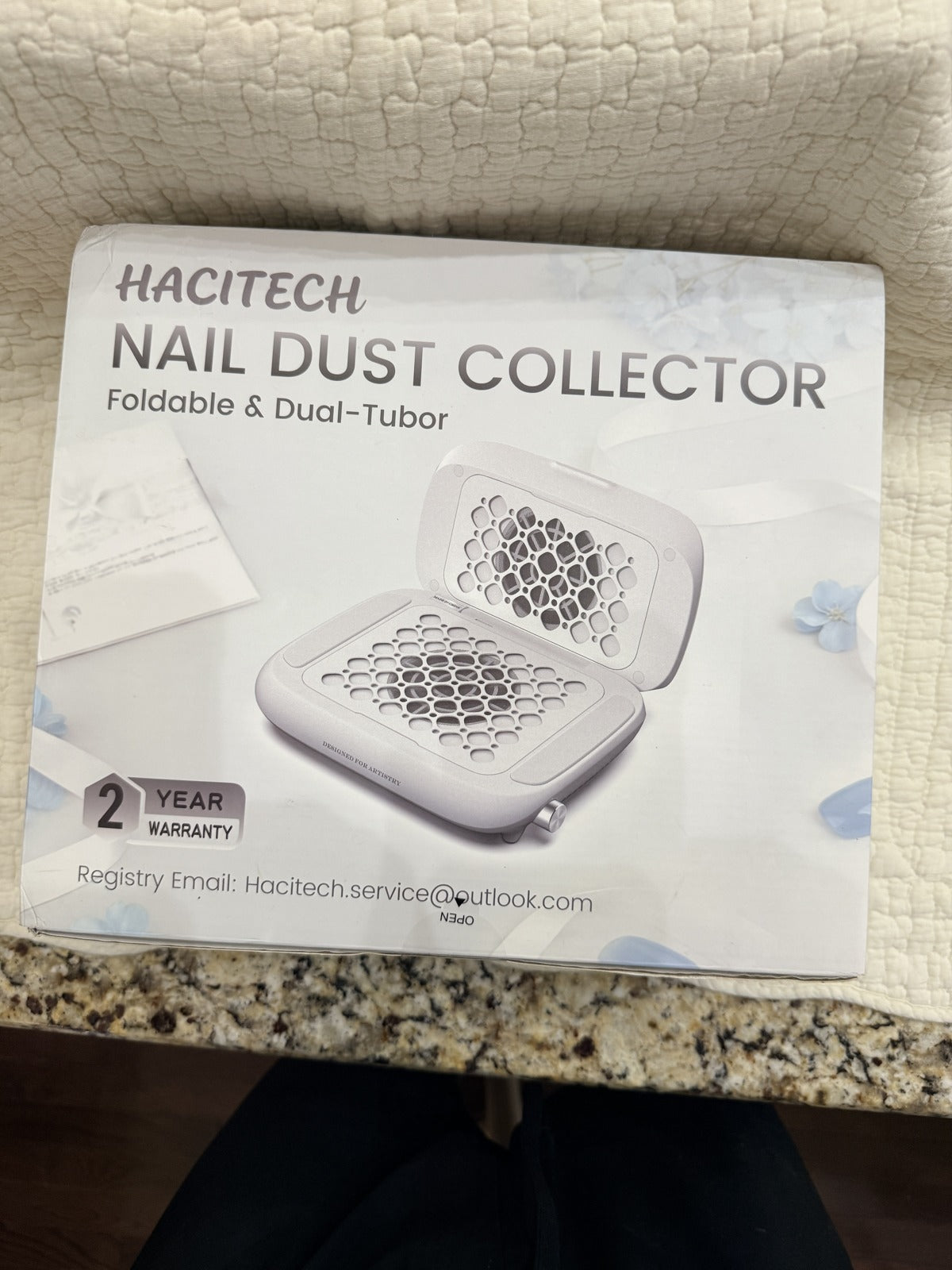 HACITECH Nail Dust Collector Foldable Dual-Tubor