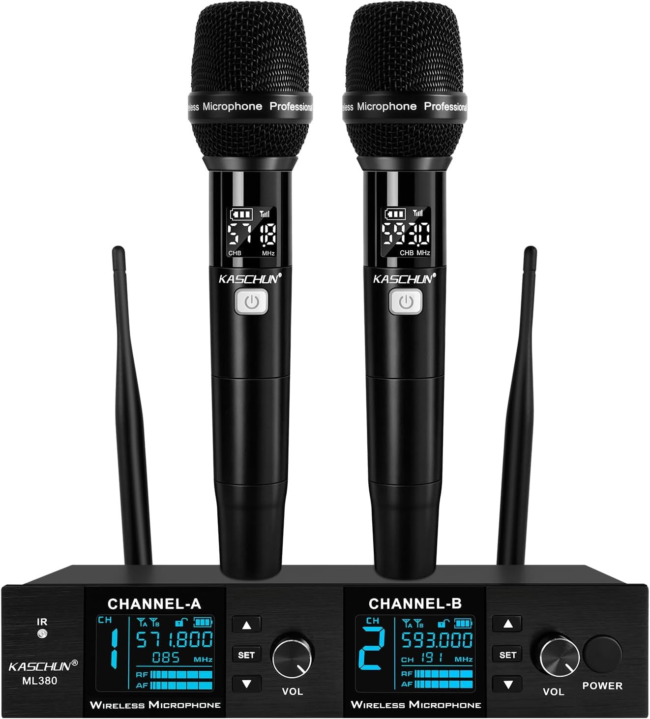 Kaschun ML380 Dual Wireless Microphone System UHF