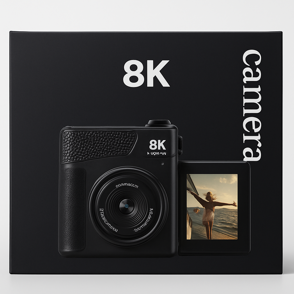 8K Ultra HD Digital Camera, 88MP, 18X Digital Zoom, Flip Screen