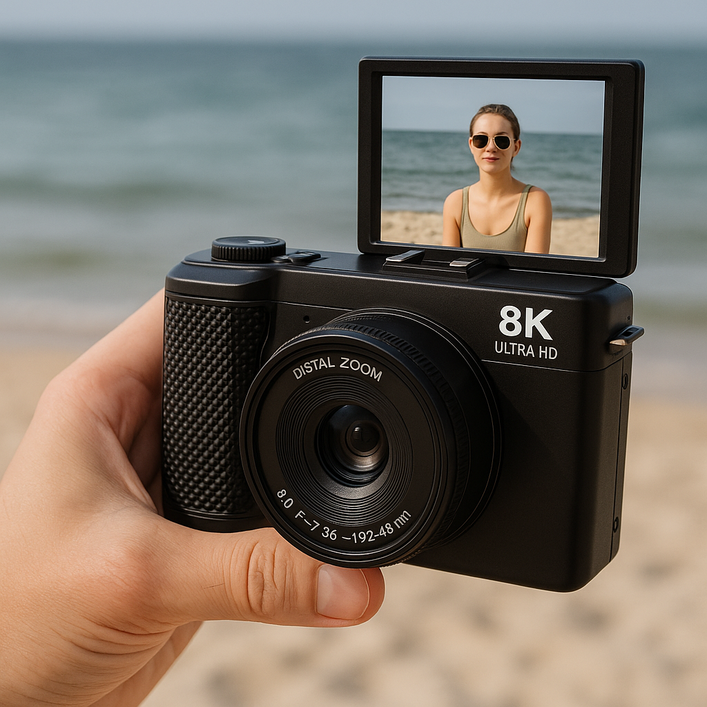 8K Ultra HD Digital Camera, 88MP, 18X Digital Zoom, Flip Screen