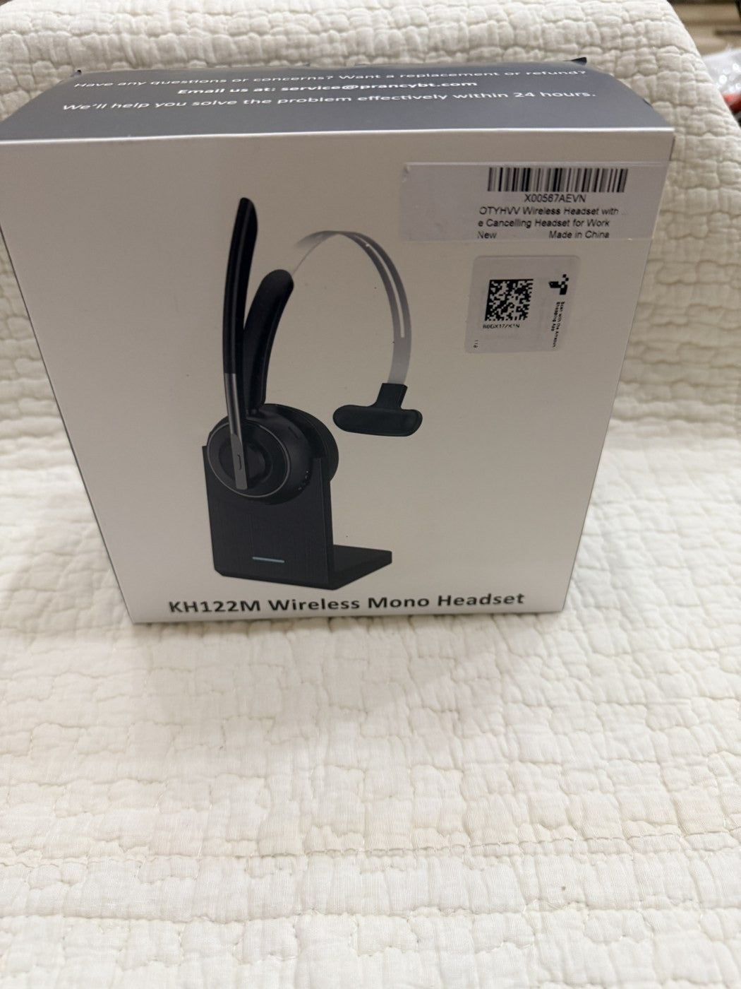 OTYHVV KH122M Wireless Mono Headset with Noise Cancelling Mic, Charging Base