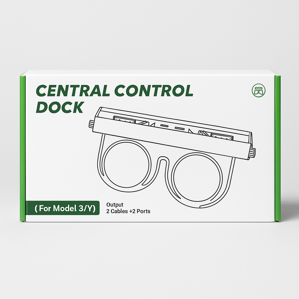 Central Control Dock for Tesla Model 3/Y, USB Hub with 2 Cables + 2 Ports
