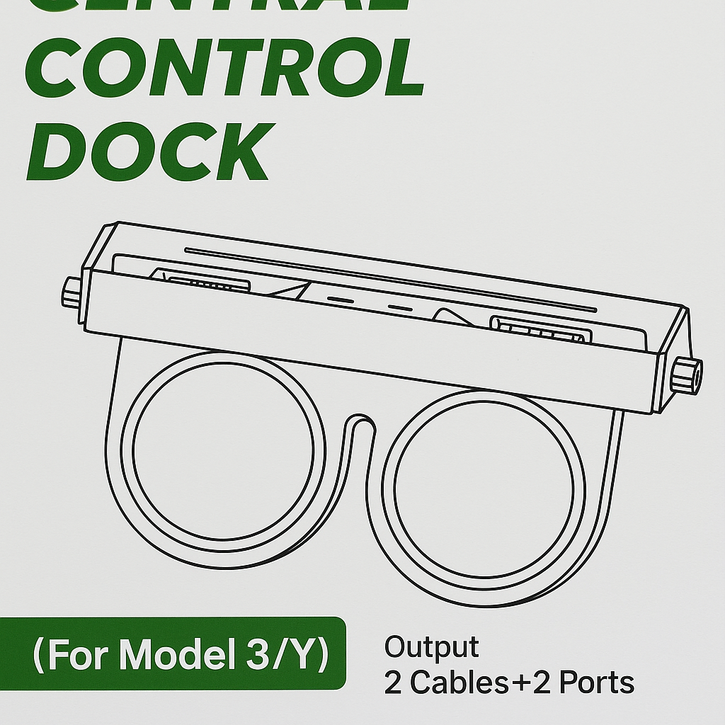 Central Control Dock for Tesla Model 3/Y, USB Hub with 2 Cables + 2 Ports