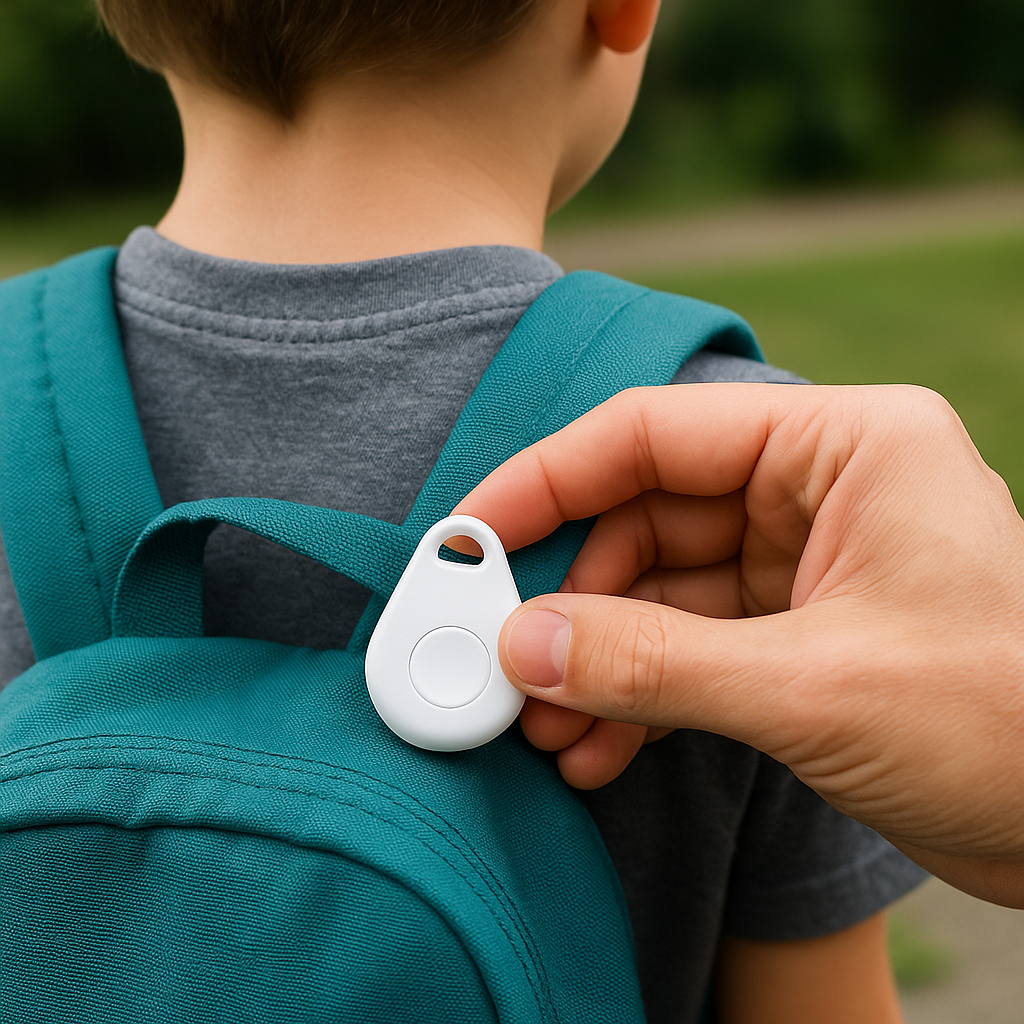 Knvieeu GPS Tracker for Kids, DEONETAG App, Long Battery Life (White)