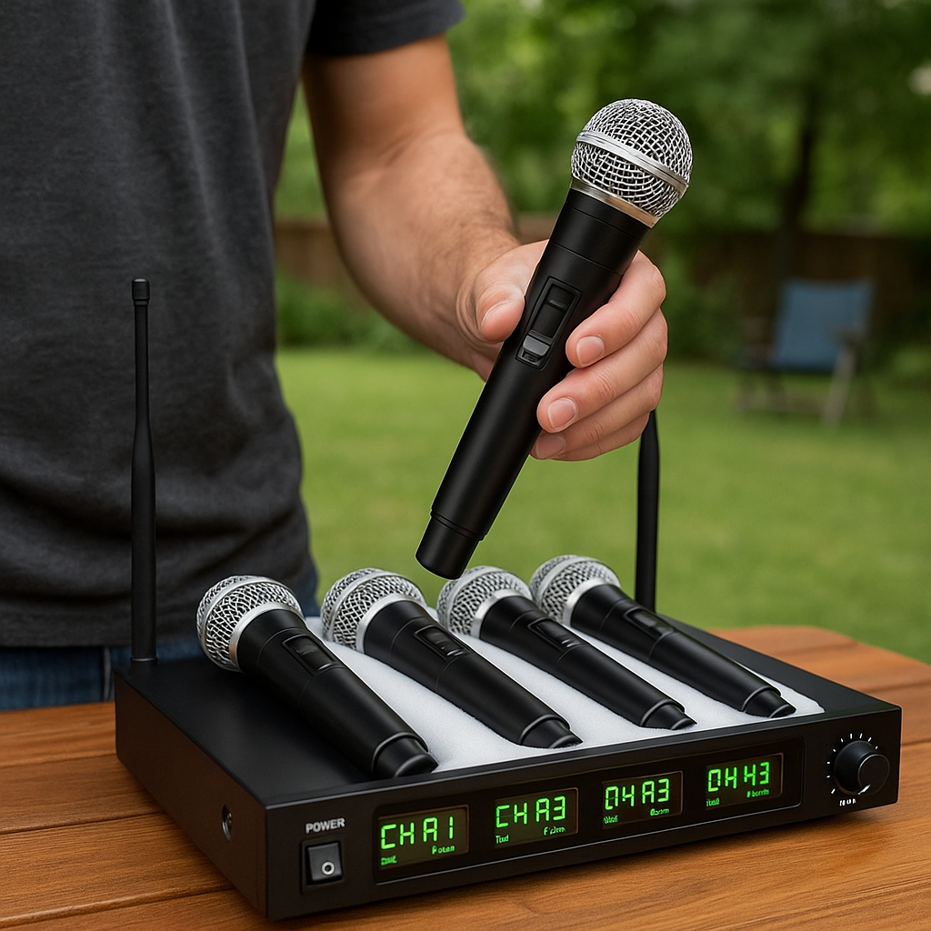 Kaschun PH400 Wireless Microphone System, 4-Mic Set