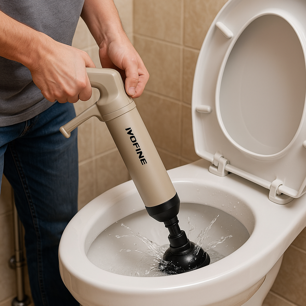 IYOFINE Manual Drain Cleaner, Air Pressure Plunger Tool