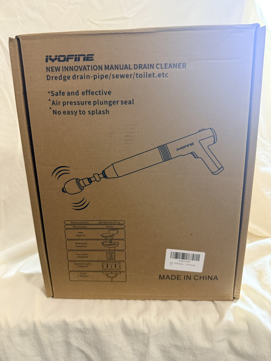 IYOFINE Manual Drain Cleaner, Air Pressure Plunger Tool
