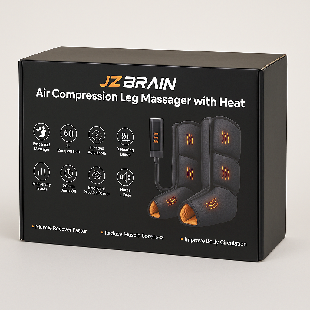 JZ BRAIN Air Compression Leg Massager with Heat, Model FE-7320