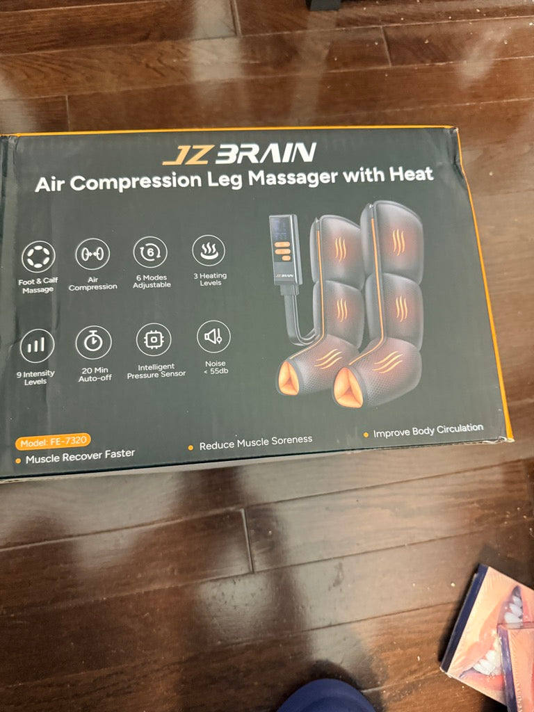 JZ BRAIN Air Compression Leg Massager with Heat, Model FE-7320