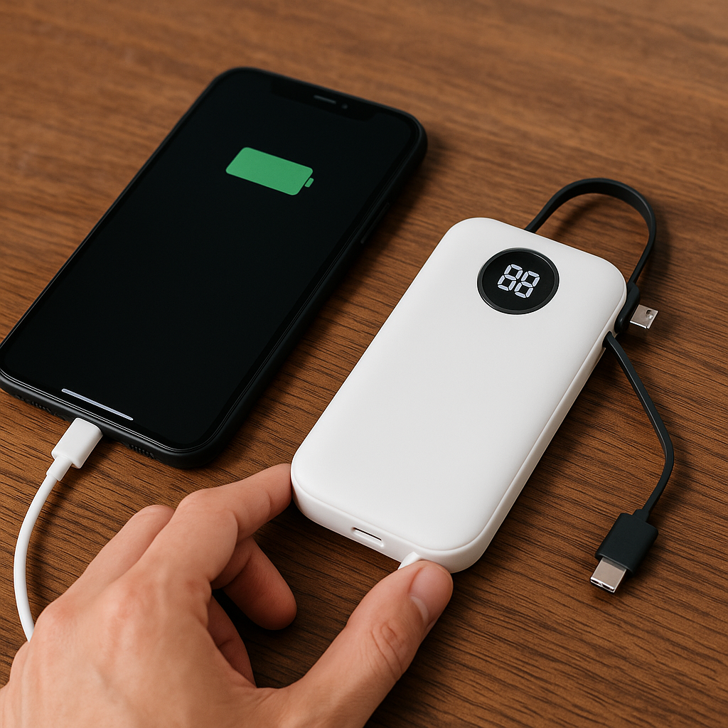 WBeez Power Bank 10000mAh, Model M4, Built-In Charging Cables