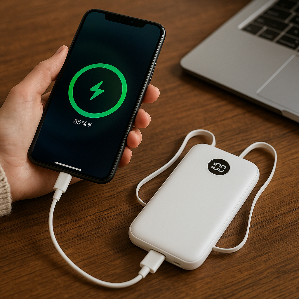 WBeez Power Bank 10000mAh, Model M8, Built-In Charging Cables