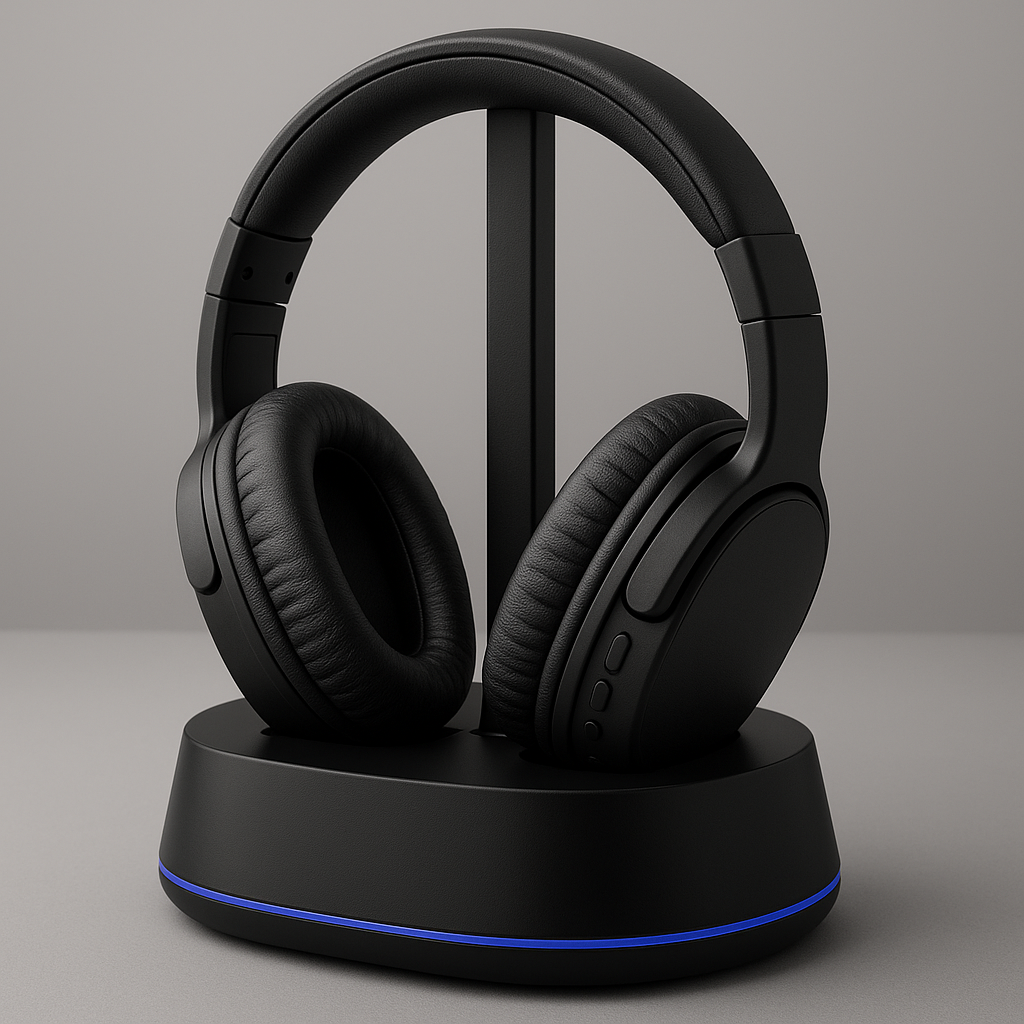 Swiitech TV Headphones Ensemble, Model CH-211, Wireless with Charging Dock
