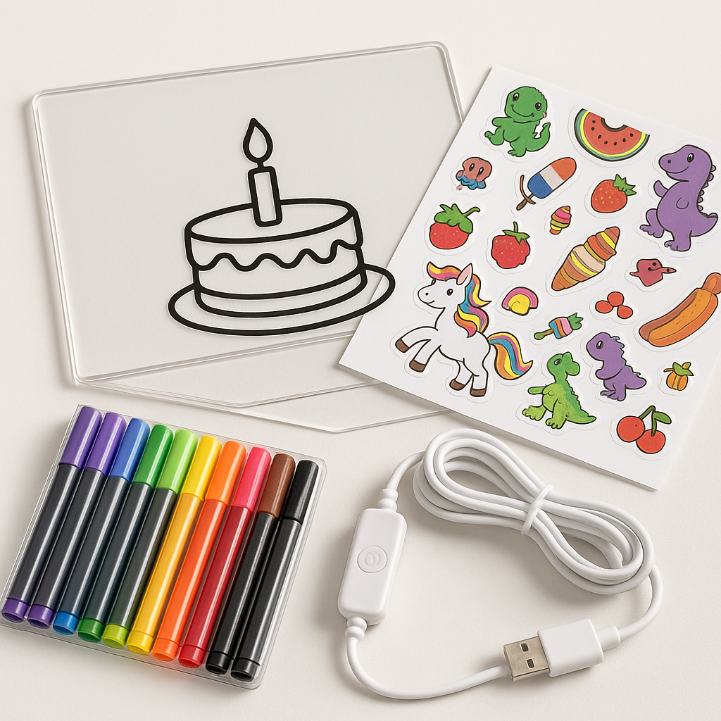 LED Drawing Board, 2 Detachable Transparent Light-Up Boards with Markers & Stickers