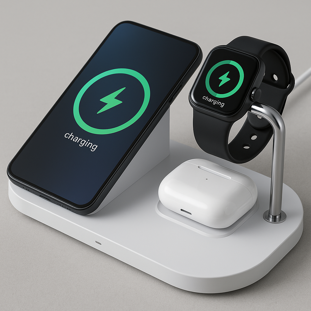 3-in-1 Fast Wireless Charger for Phone, Watch & Earbuds, Model CW330