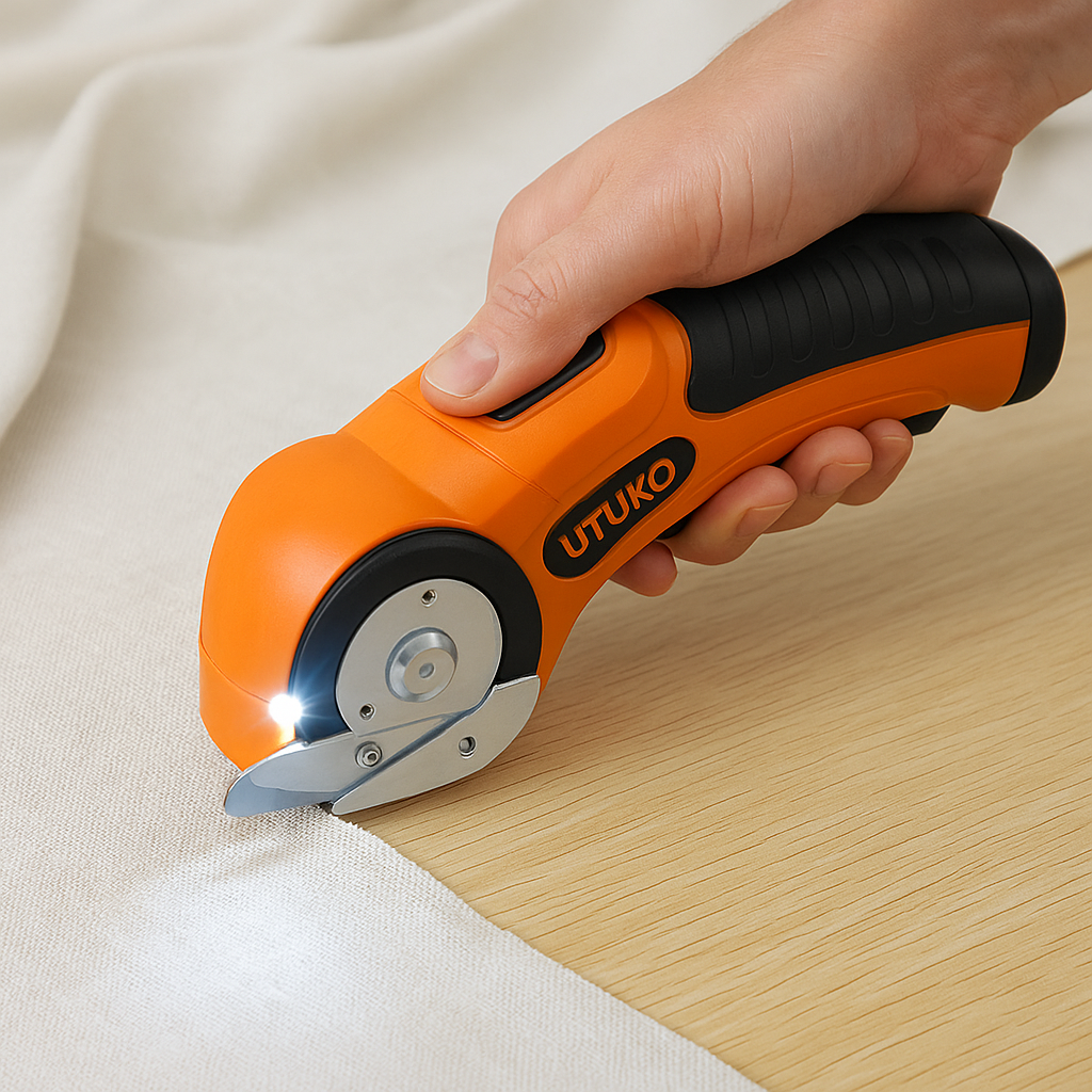 Cordless Electric Scissors with LED Light, Rechargeable