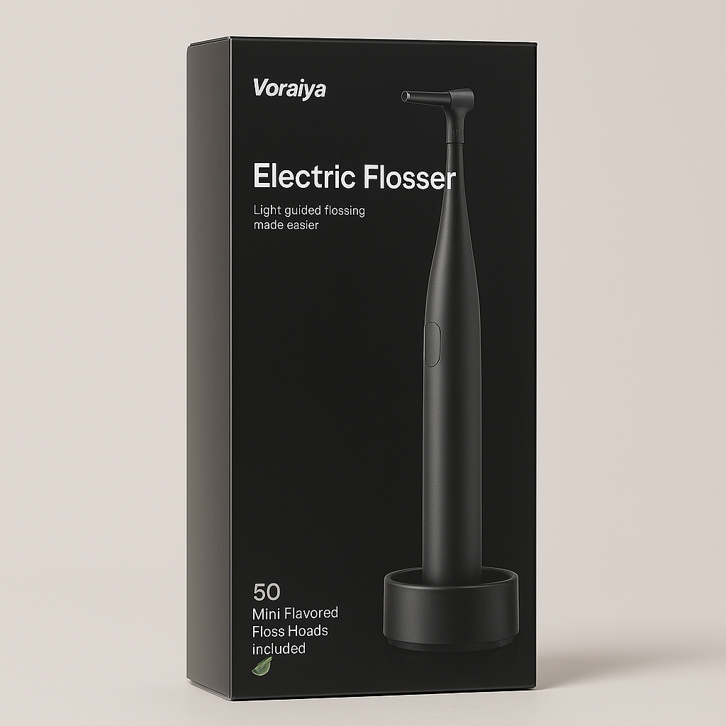 Voraiya Electric Flosser with 50 Mint Floss Heads & Stand