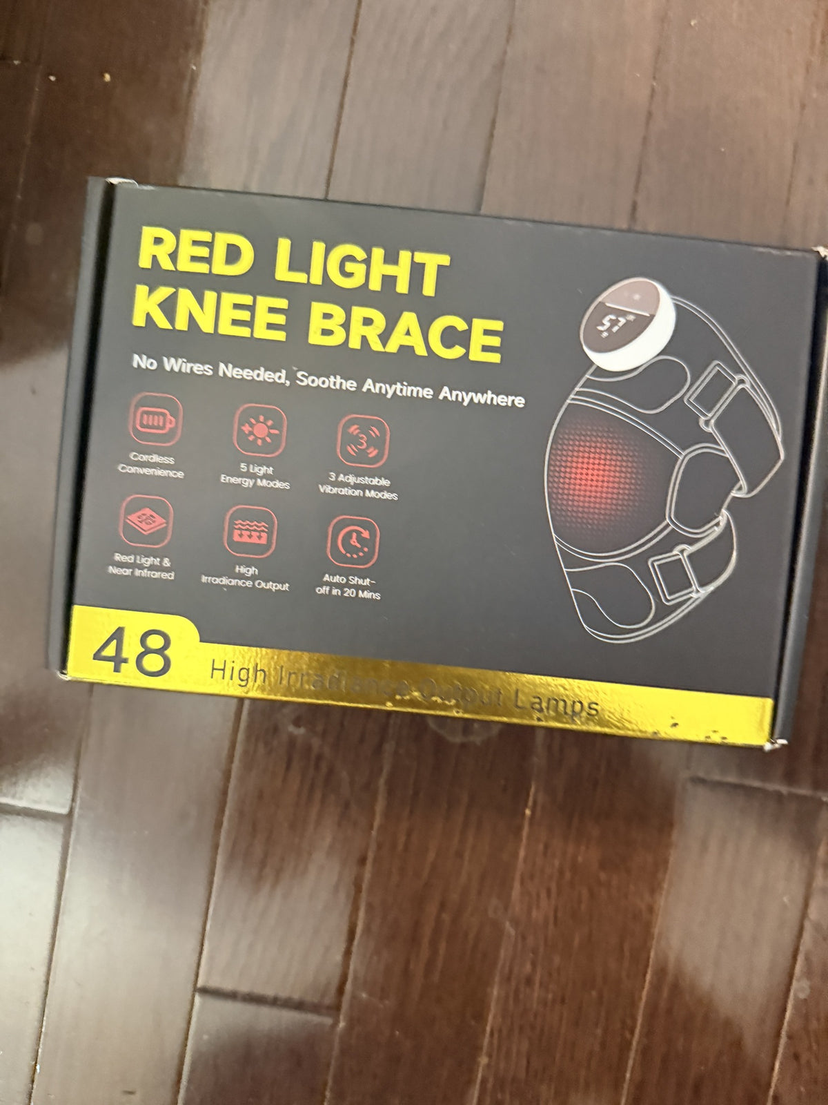 Red Light Knee Brace with 48 High-Output Lamps, Cordless