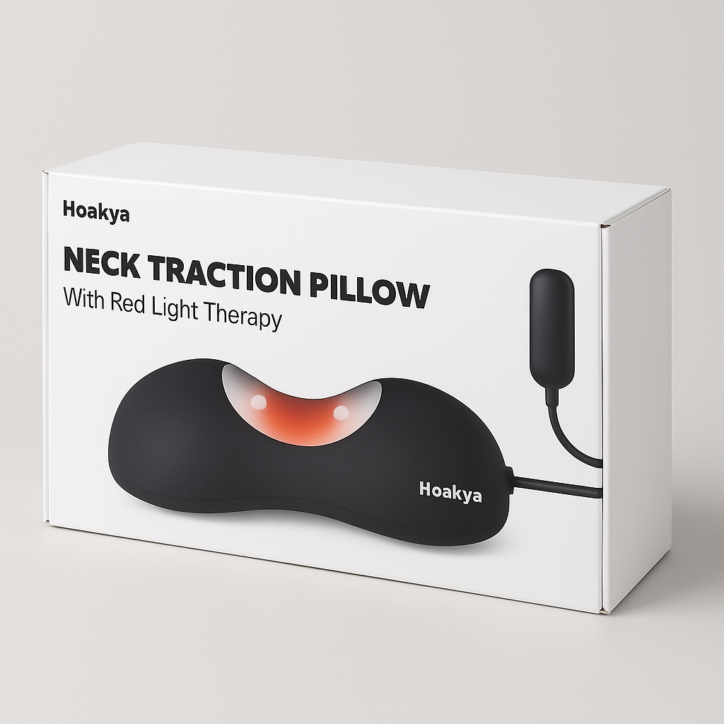 Hoskya Neck Traction Pillow with Red Light Therapy