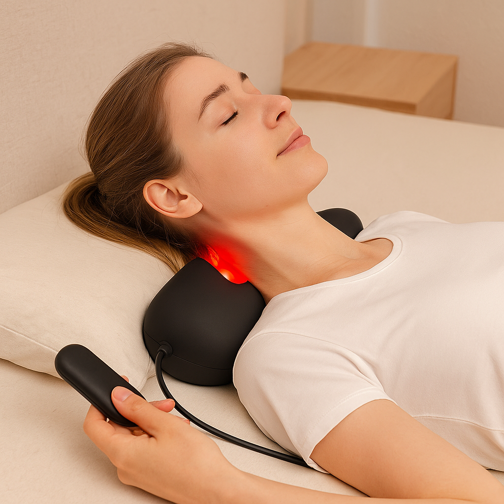 Hoskya Neck Traction Pillow with Red Light Therapy