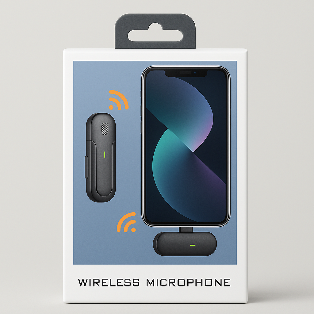Wireless Lavalier Microphone for Phone, Clip-On Mini Mic