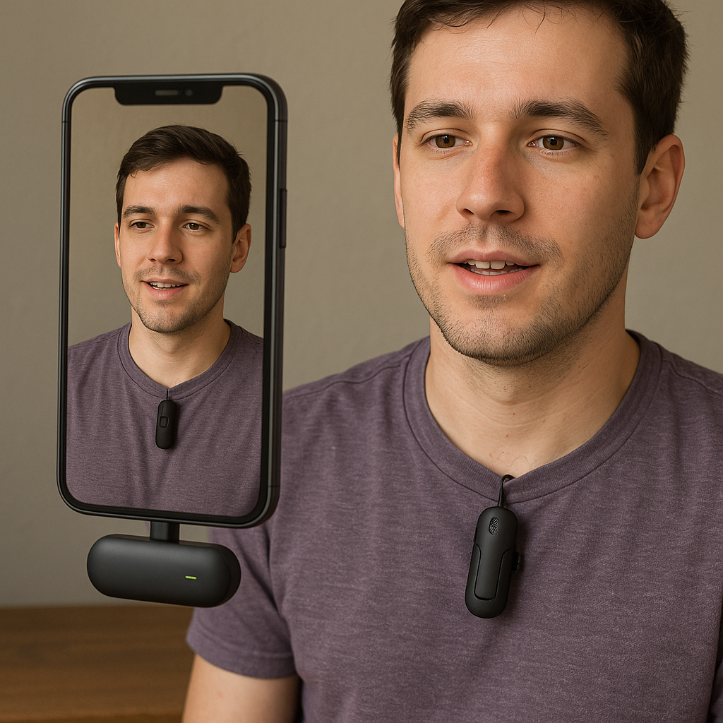 Wireless Lavalier Microphone for Phone, Clip-On Mini Mic
