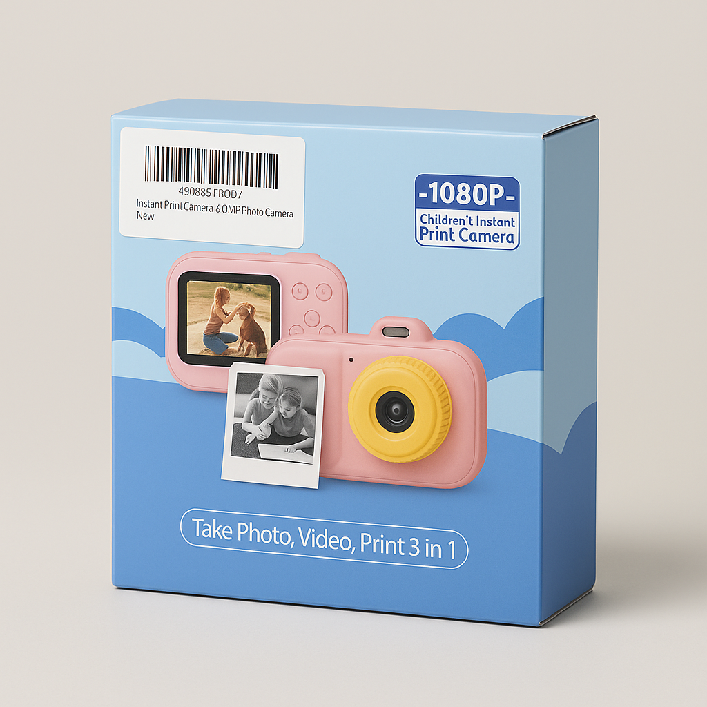 Kids Instant Print Camera 1080P, Photo & Video, Pink