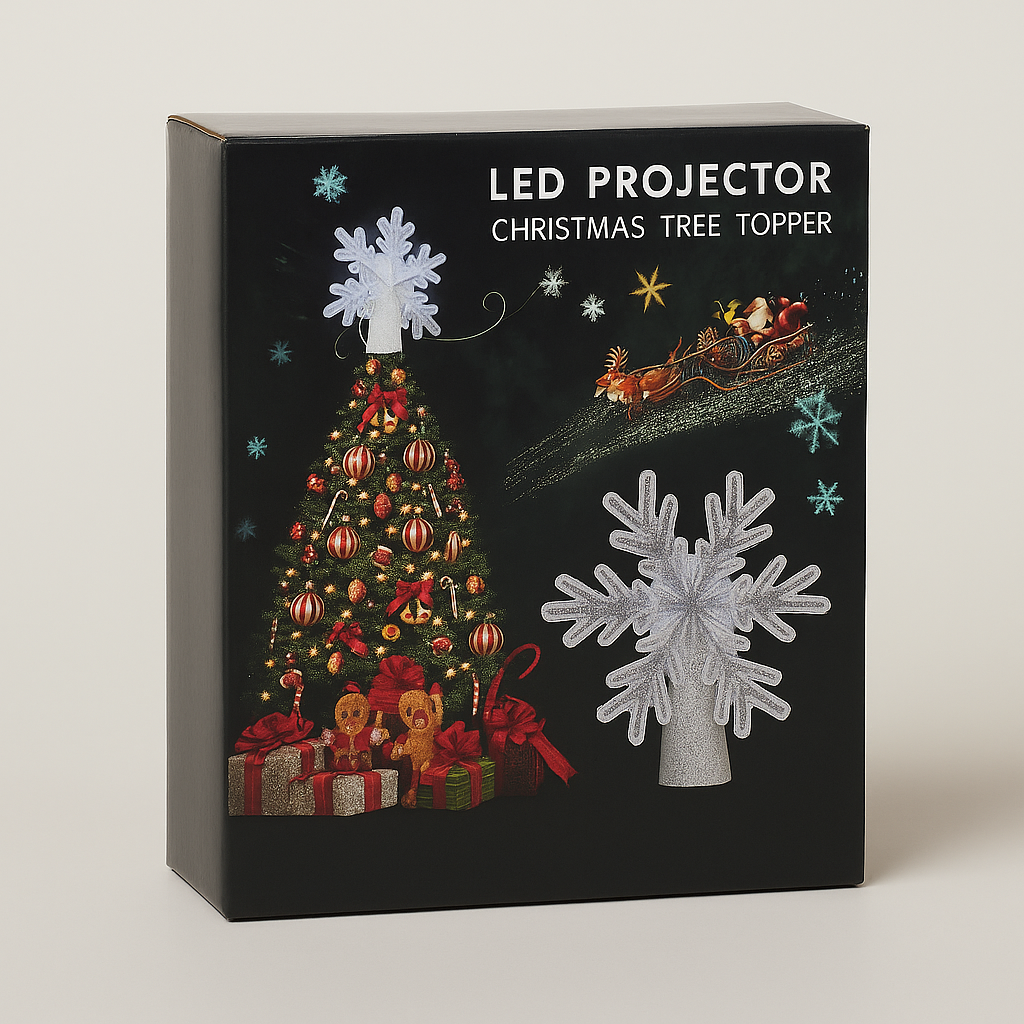 LED Projector Christmas Tree Topper, Snowflake Star