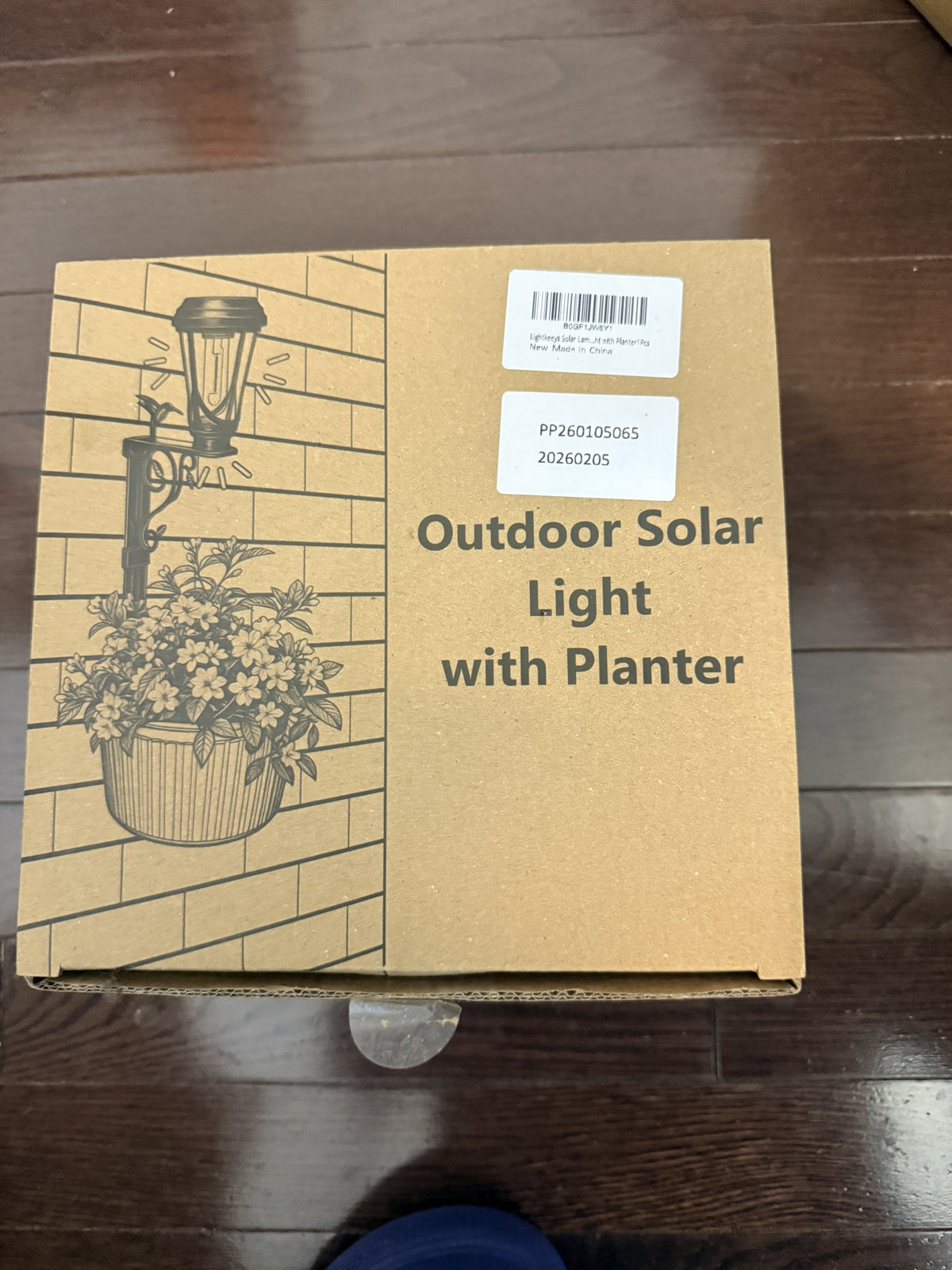 Outdoor Solar Wall Light with Hanging Planter