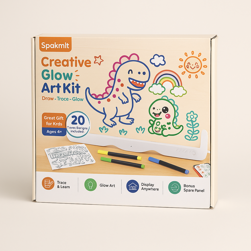 Spakmlt Creative Glow Art Kit, Light-Up Tracing Board, 4+
