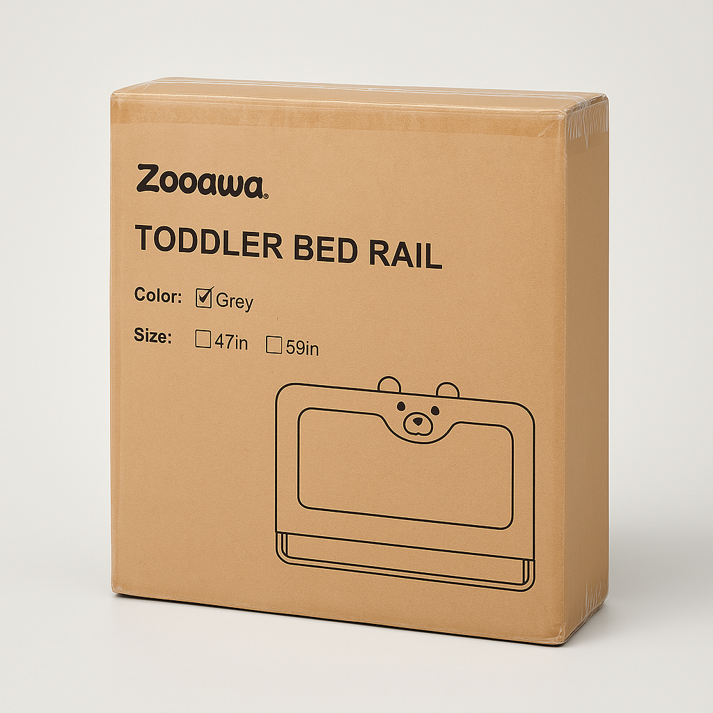 Zooawa Toddler Bed Rail 59 in, Grey, Fold-Down Safety Guard