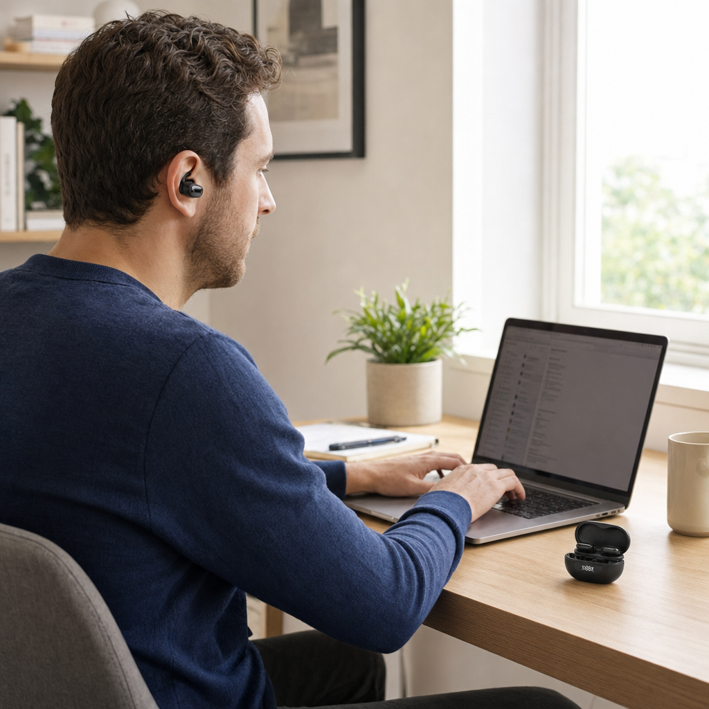 Ultra Open-Ear Clip-On Earbuds with LED Charging Case