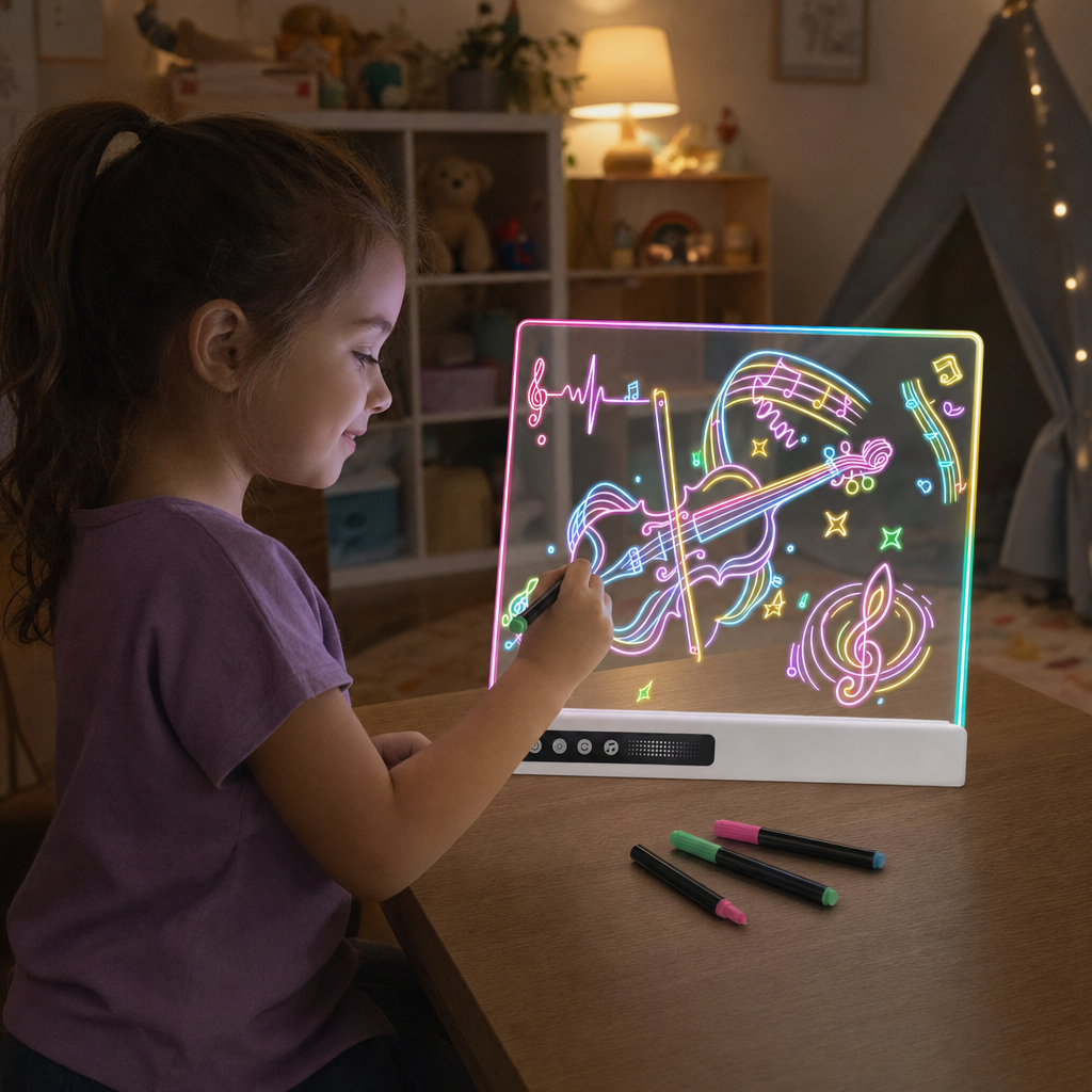 YAUUEA 16" LED Light-Up Drawing Board, 5 Songs, USB-C