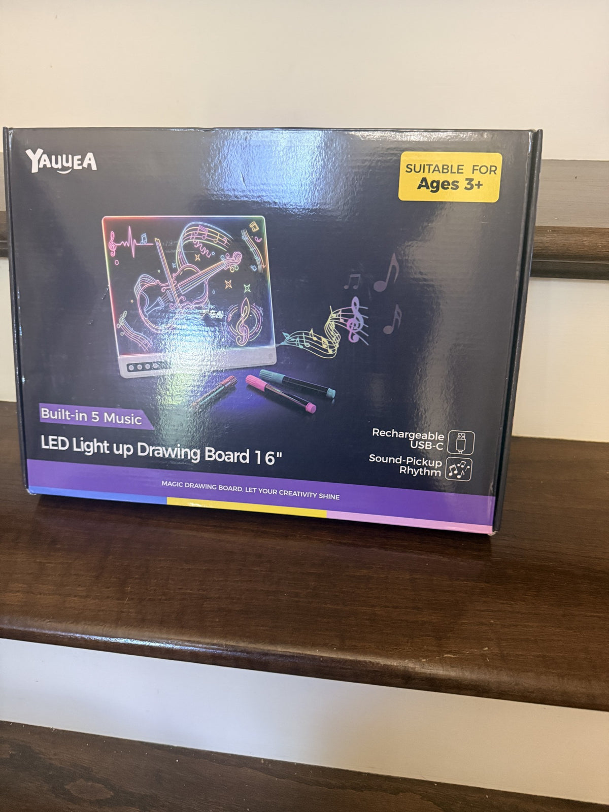 YAUUEA 16" LED Light-Up Drawing Board, 5 Songs, USB-C