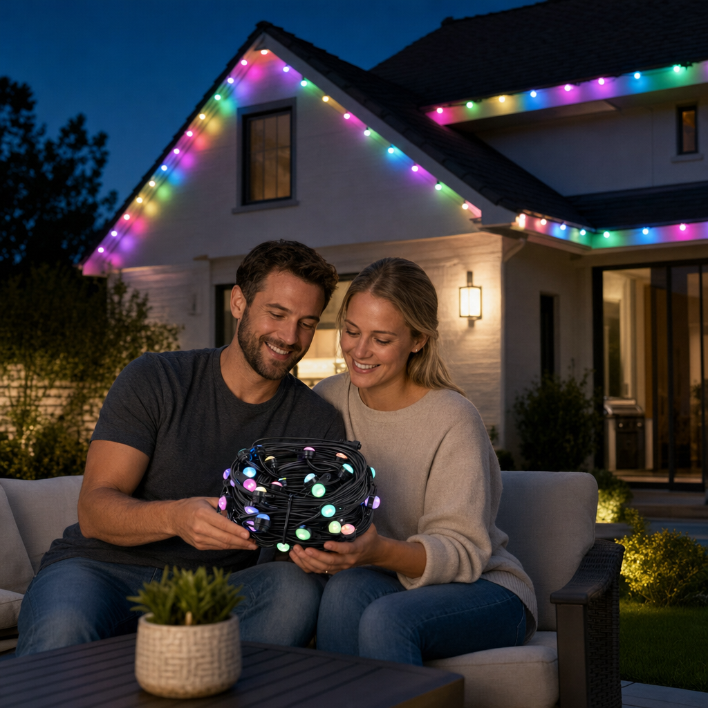 Outdoor LED Colorful Eaves Lights, RGB Roofline House Lights