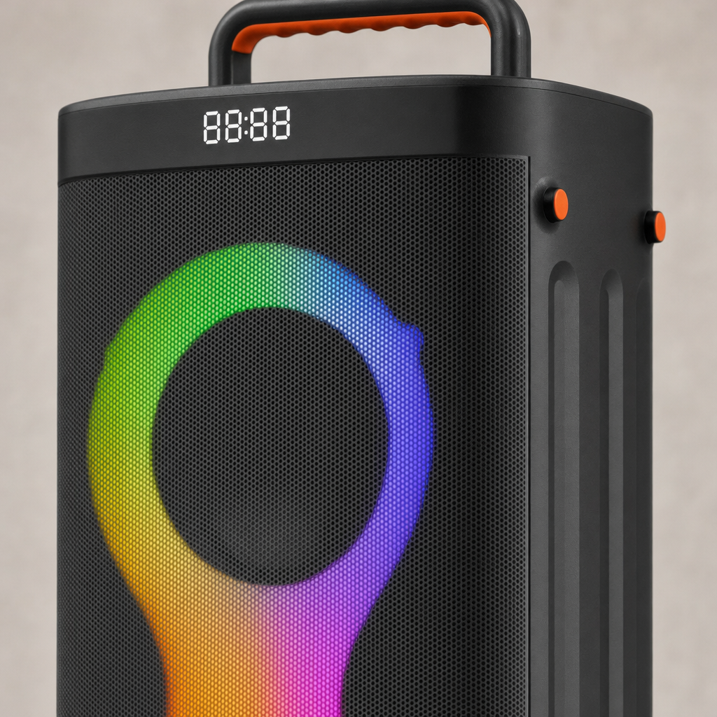 Portable Party Speaker with RGB Lights, 21" Tall