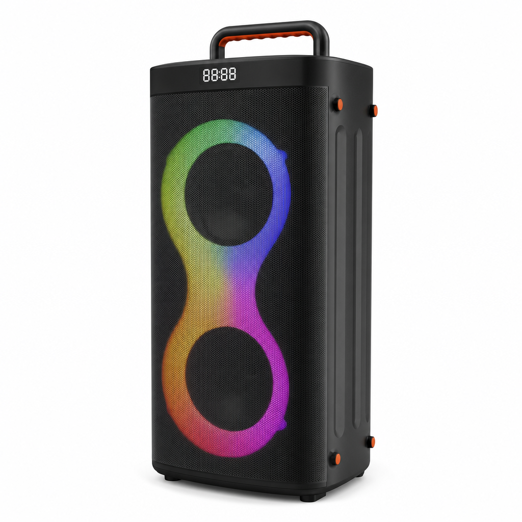 Portable Party Speaker with RGB Lights, 21" Tall