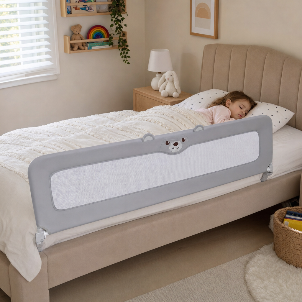 Zooawa Toddler Bed Rail 59 in, Grey, Fold-Down