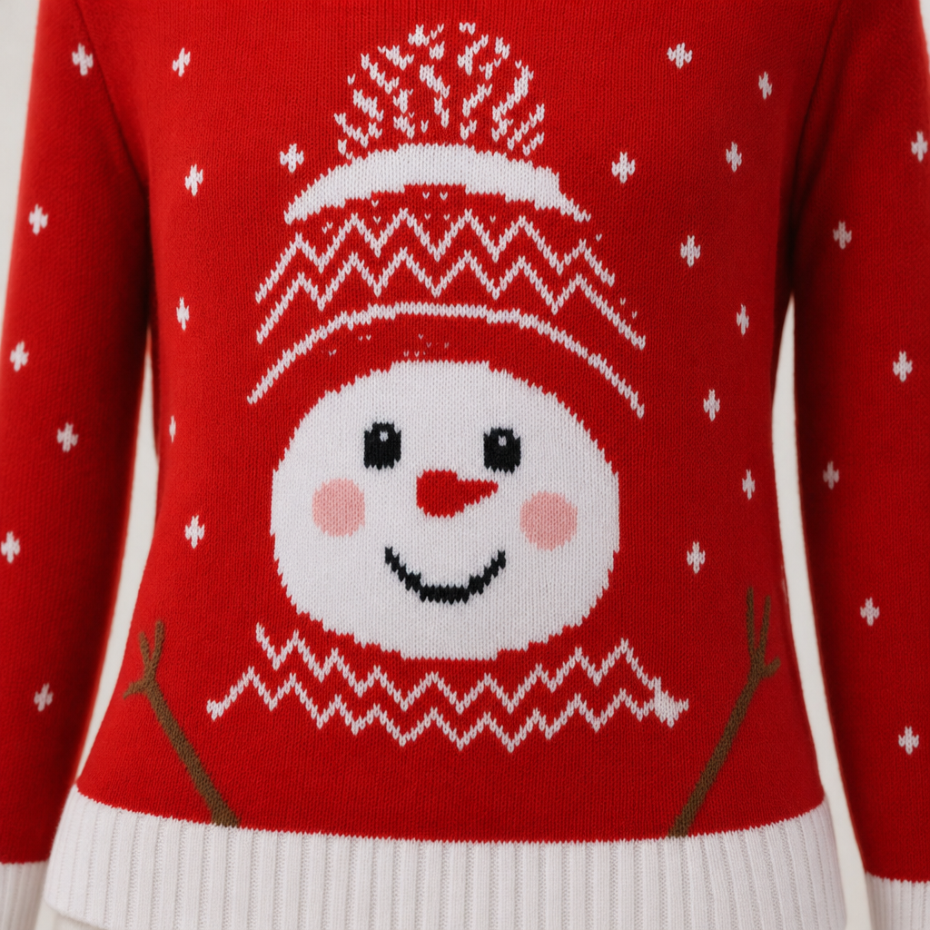 Light-Up Snowman Christmas Sweater, Medium, Red