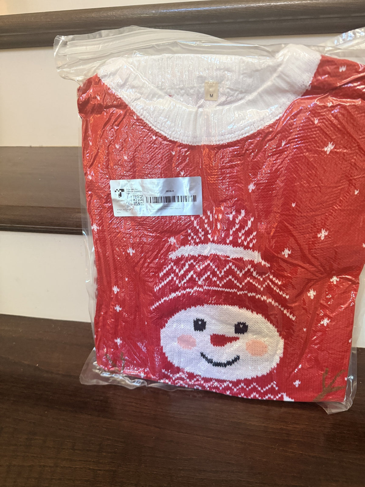 Light-Up Snowman Christmas Sweater, Medium, Red
