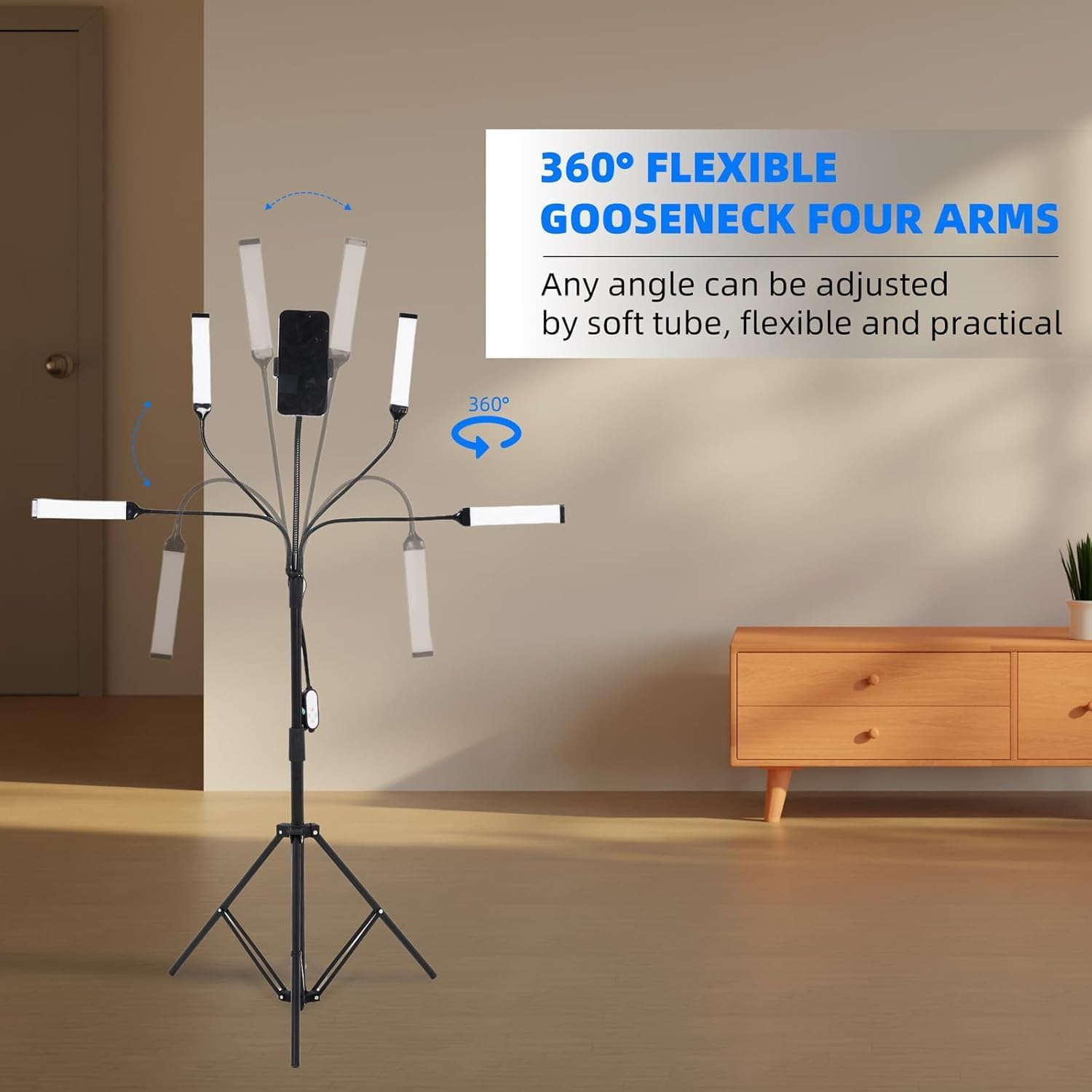 Four-Arm LED Photography Light - Professional Studio Lighting for Streaming & Video